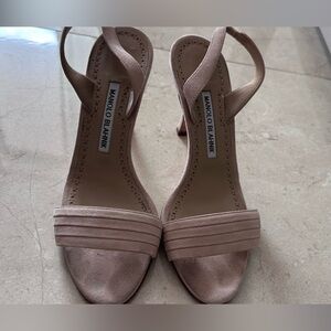 Manolo Blahnik Blush Suede Strappy Heels